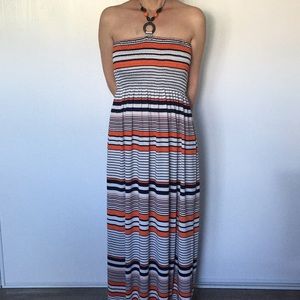 Strapless Tube Top Dress with Necklace Detail